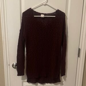 Full Tilt Deep Burgundy V-Neck Sweater